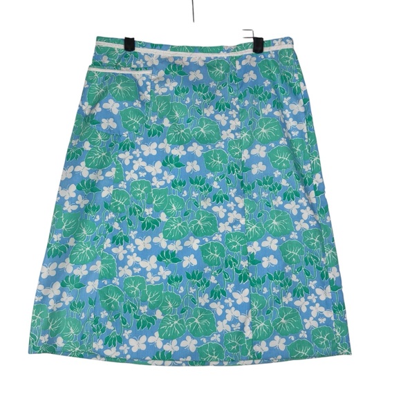 Vintage LILLY PULITZER 90s / 00s Floral Print Skirt Size 8 Blue Green - Picture 1 of 7